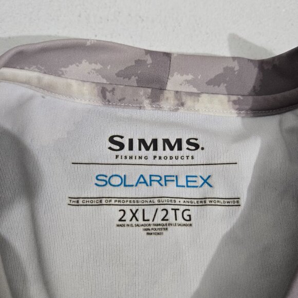 Simms Solarflex Grey Cloud Camo Mens Fishing Shirt Sz 2XL UPF50 Outdoors Sporty - Picture 4 of 13